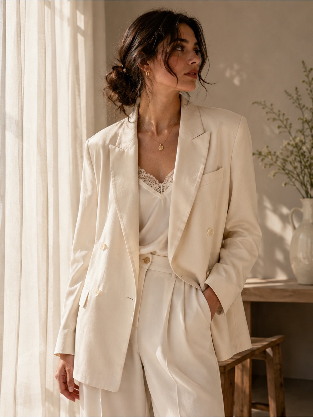 Ports International | Vintage Cream Wool Blazer | Double Breasted | Size 10
